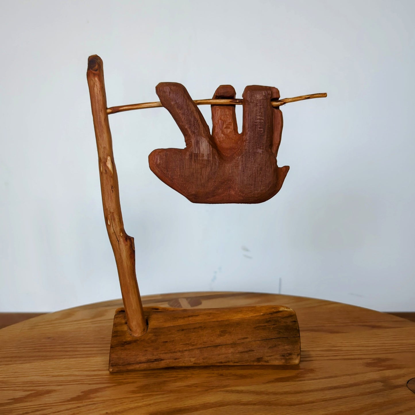 Wood Carved Sloth with Stand #2