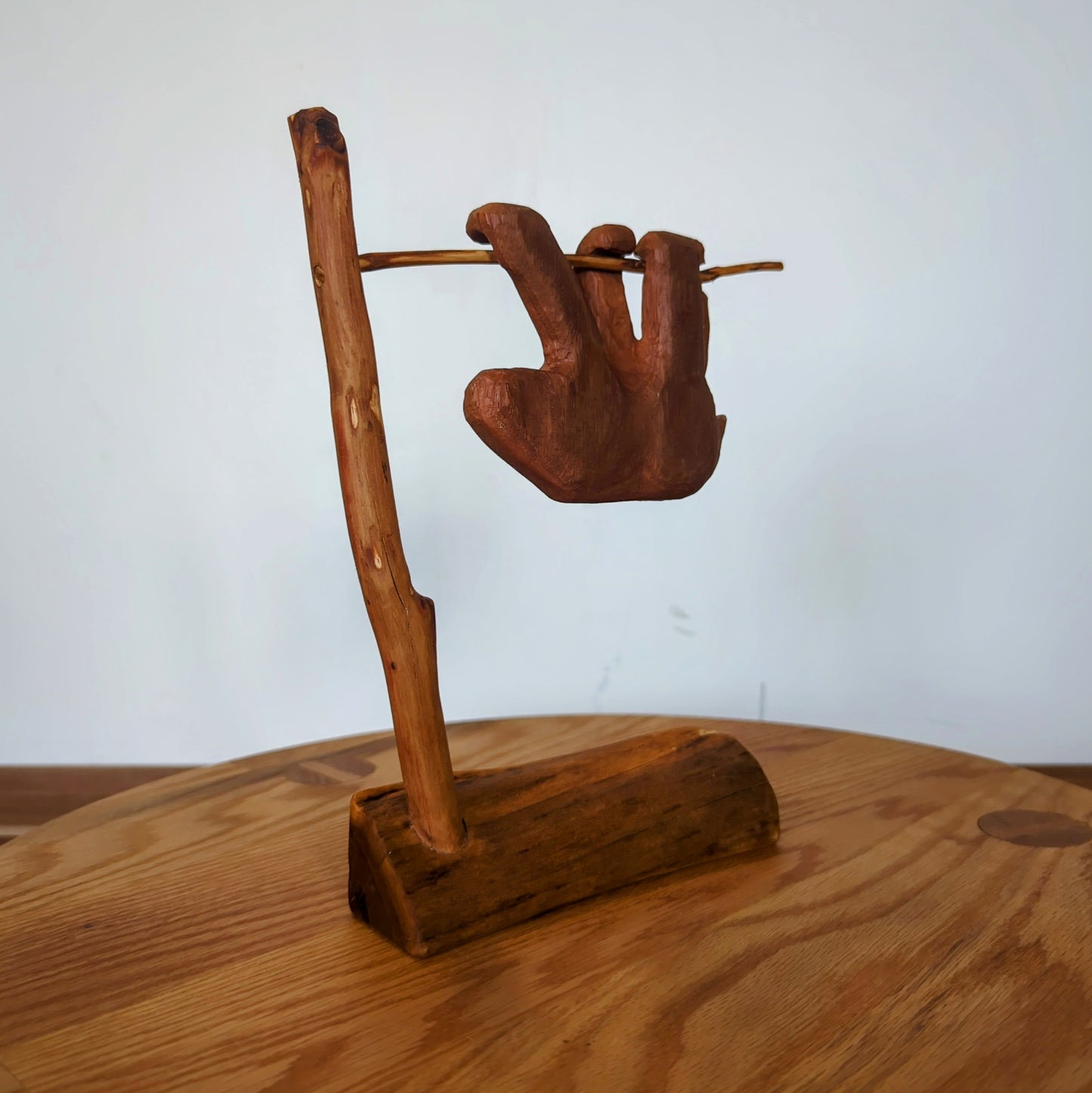 Wood Carved Sloth with Stand #2