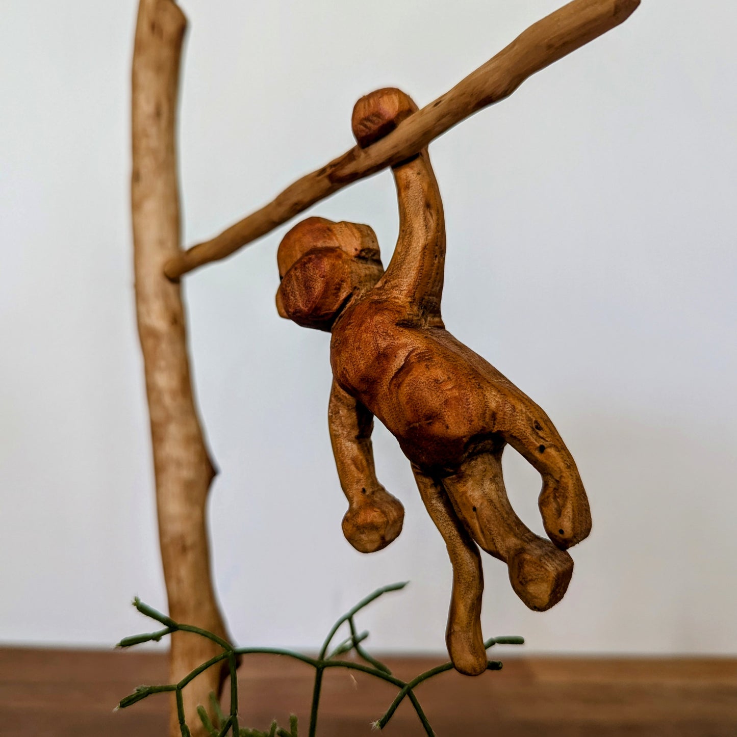 Wood Carved Monkey Plant Stand